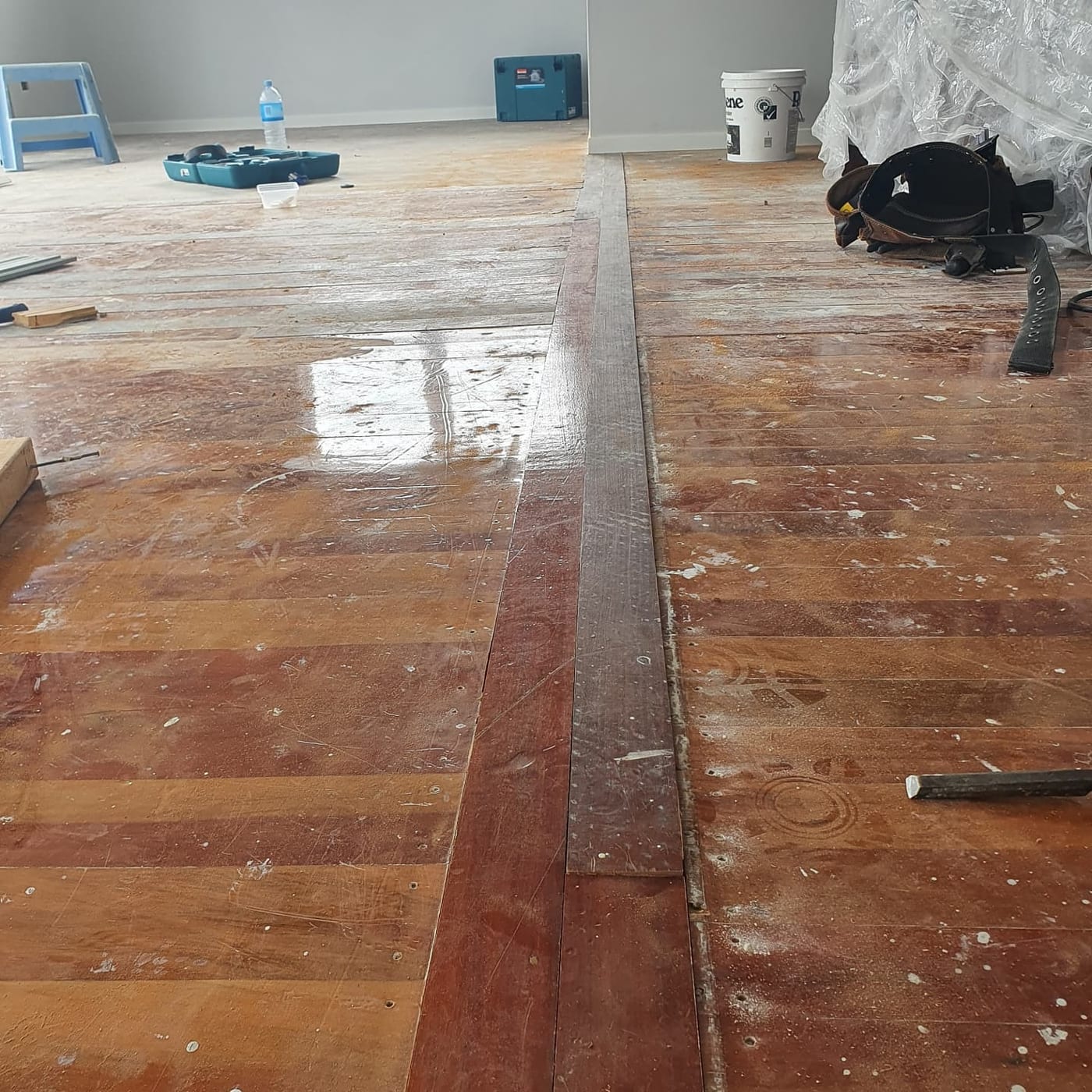 Timber floor repair before photo