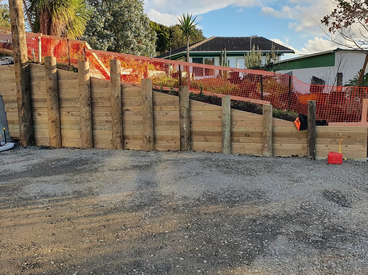 Site prepared for exposed concrete wall stage