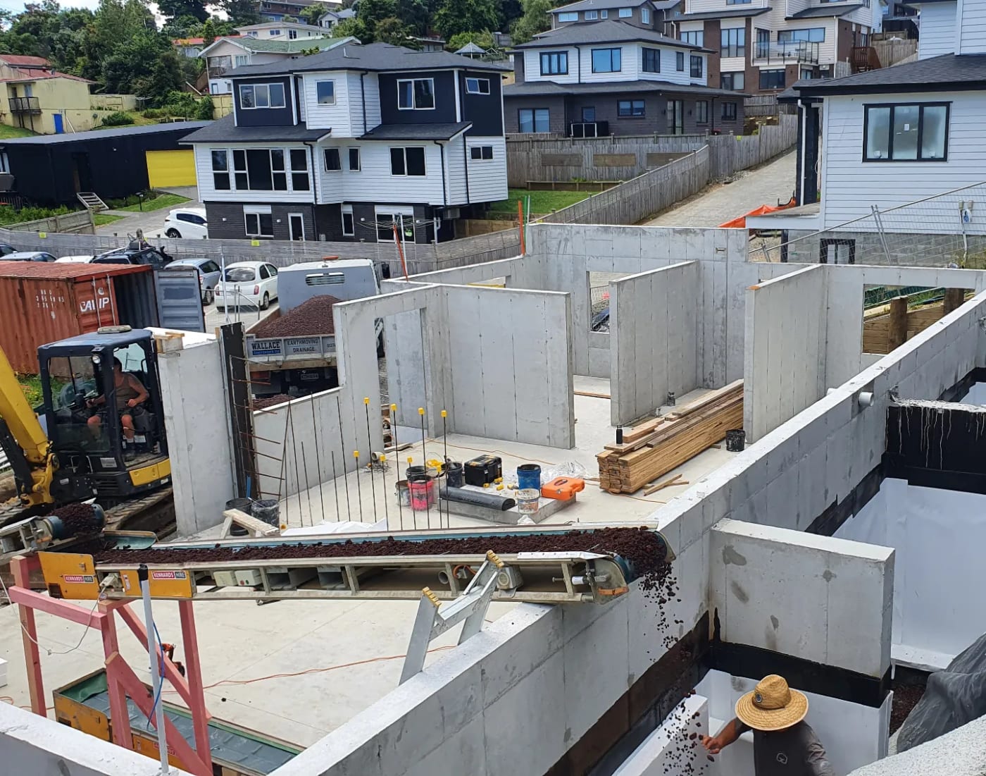 Busy construction site progress