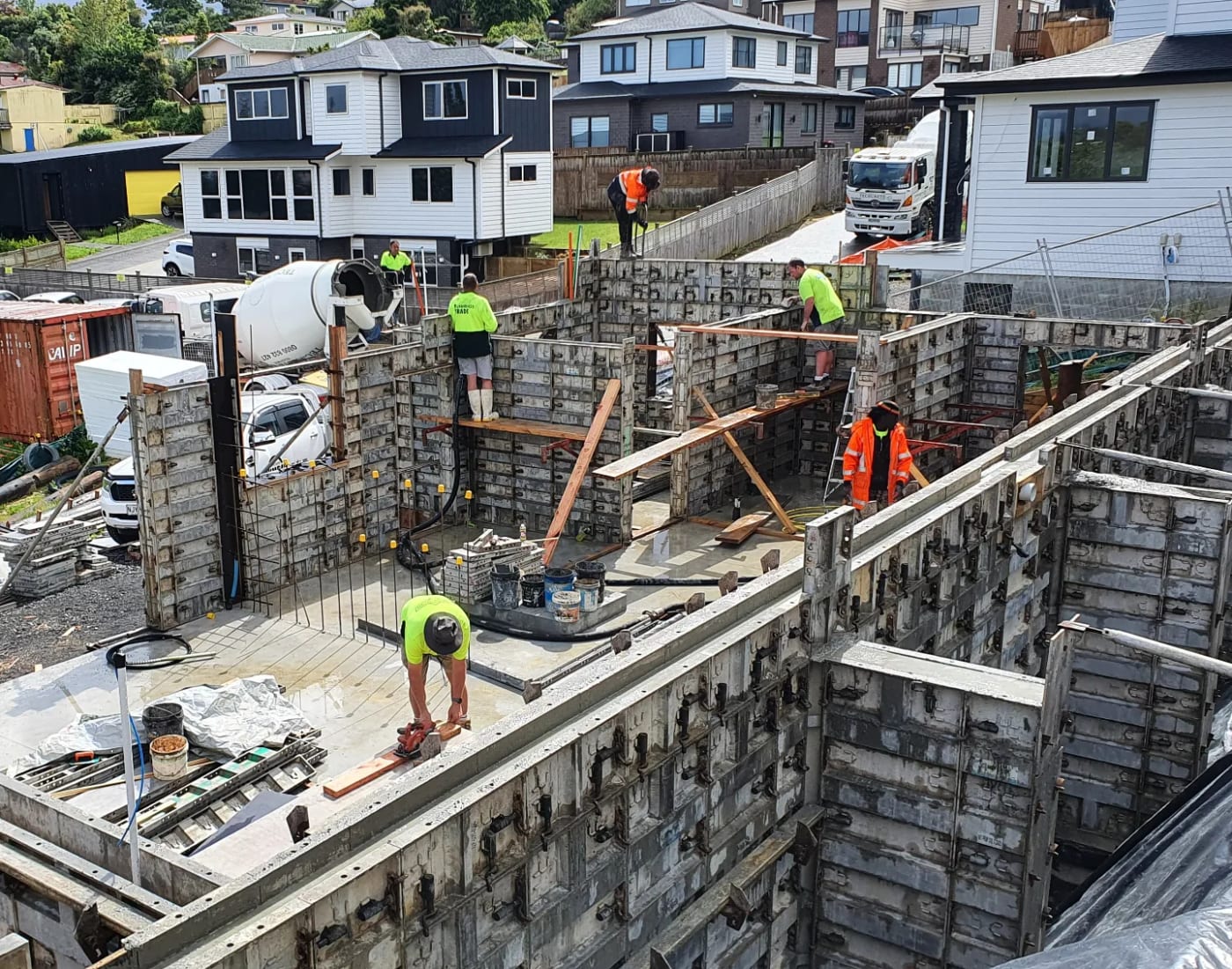 Early-stage residential construction work